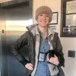 Officer Elizabeth Scheibe and black chicken e1616525632578