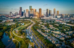 Houston, Texas Skyline At Sunset